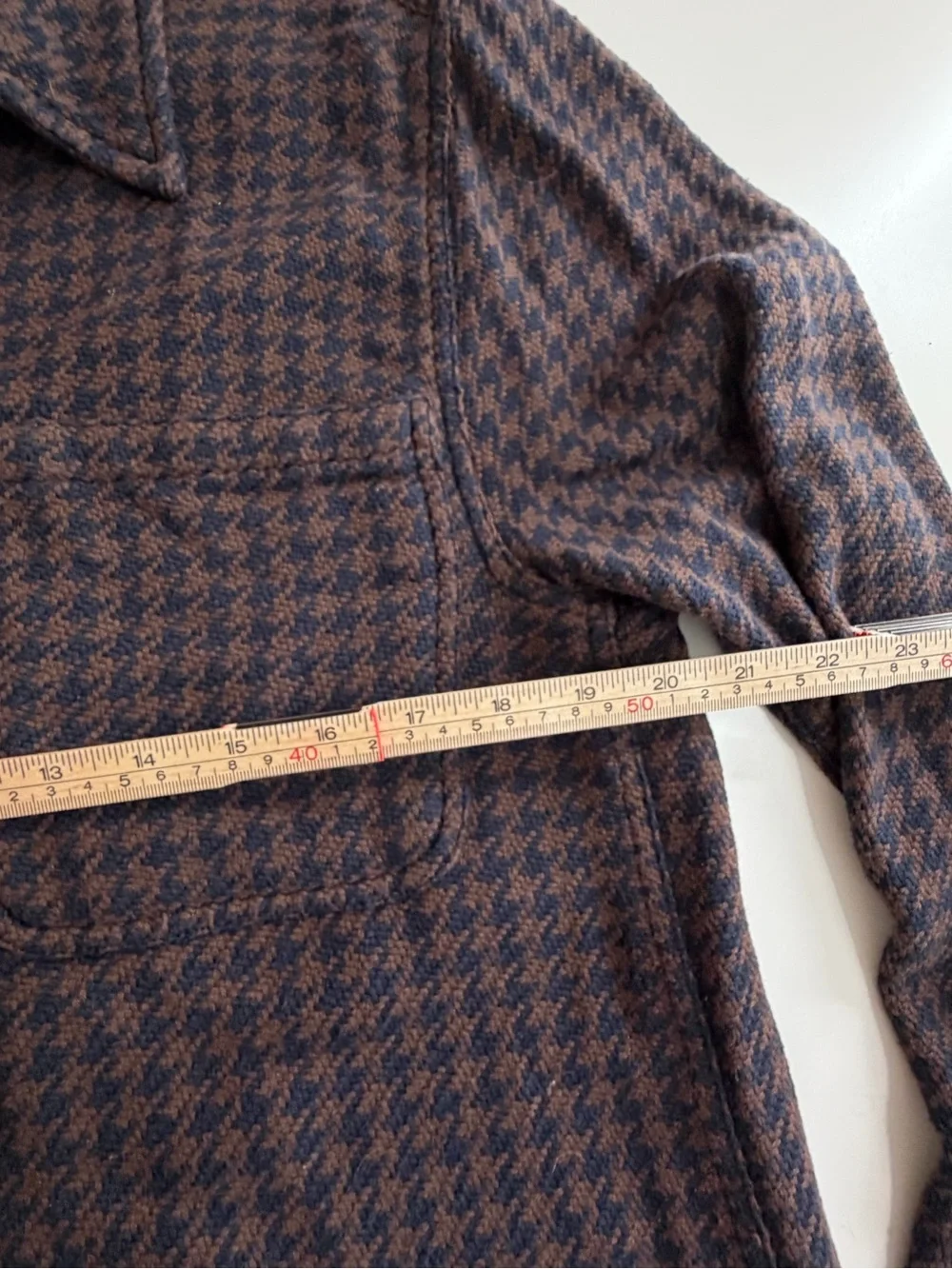 Madewell Men’s Brown & Navy Houndstooth Button-Up Shirt Jacket Small Easy Fit